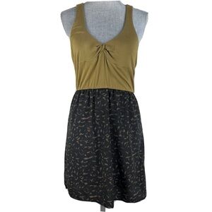 Silence + Noise Stretch Jersey Knit Printed Skirt Knotted Racer Back Mini Dress